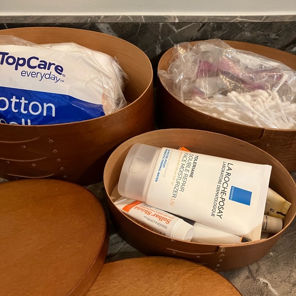 SHAKER /BENTWOOD STYLE THREE OVAL LIDDED BOXES CHERRY FINISH WOODEN TRADITIONAL - Picture 5 of 10